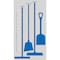 5S Supplies 5S Housekeeping Shadow Board Broom Station Version 6- Gray Board / Blue Shadows  With Broom HSB-V6-GRAY/BLUE-KIT - alternate 1